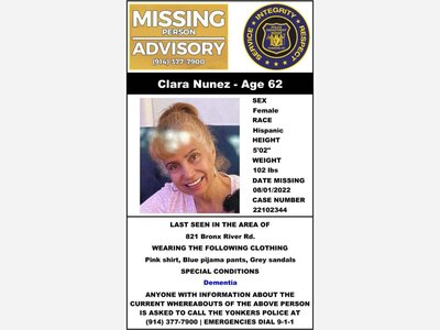 YONKERS POLICE DEPARTMENT: A 62-Year-Old Woman Has Went Missing
