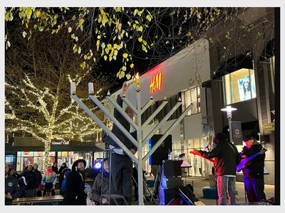 Menorah Lighting at Cross County Center With Rabbi Mendy Hurwitz